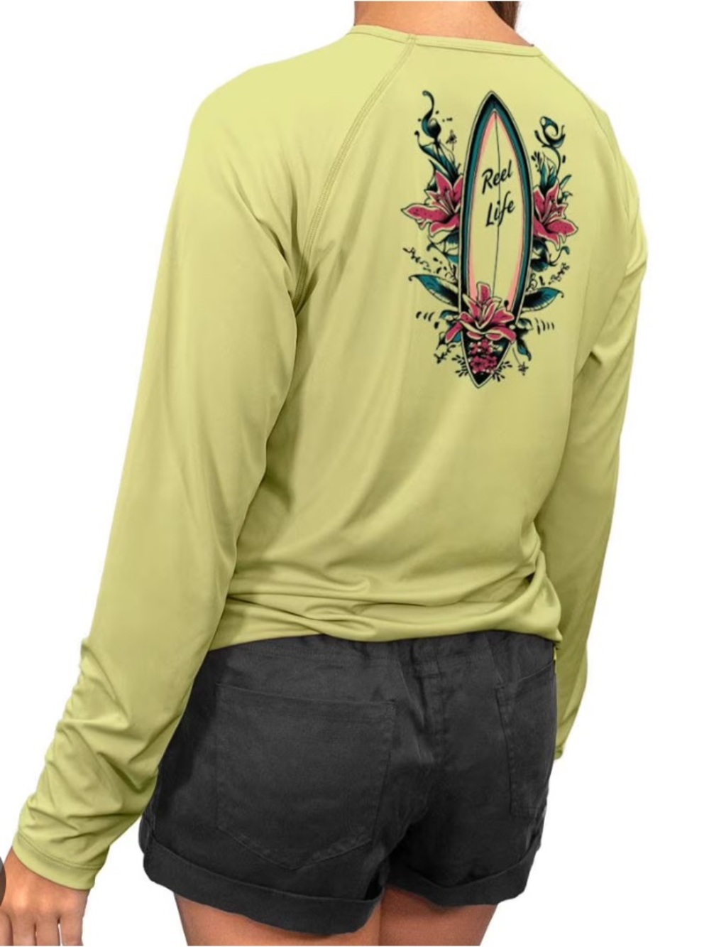 Reel Life woman’s Long-Sleeve Performance Shirt - Yellow small small callout
